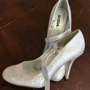 Silver stiletto heels